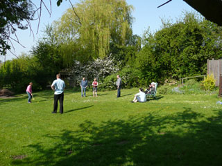 Underneath the gazebo in the summer - too hot to sit out in the sunshine!